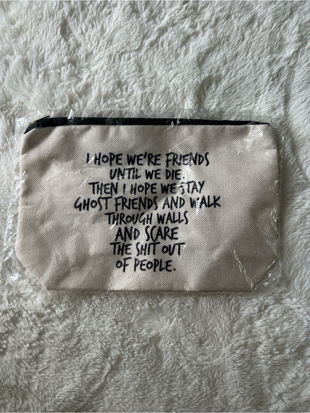 Funny Friendship Canvas Zipper Pouch Cosmetic Makeup Bag Best Friend Gift